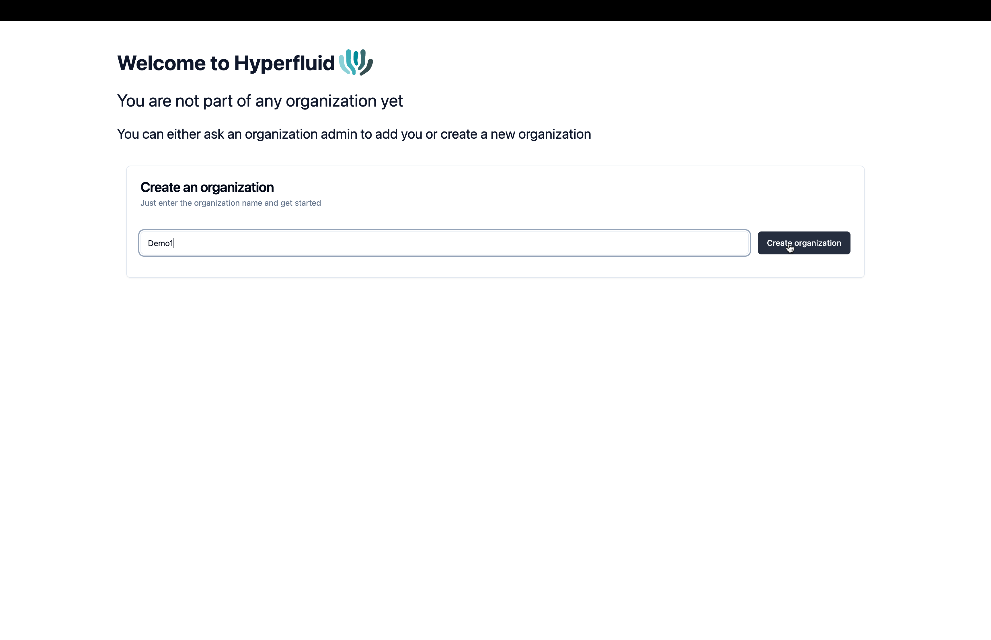 Create your first organization