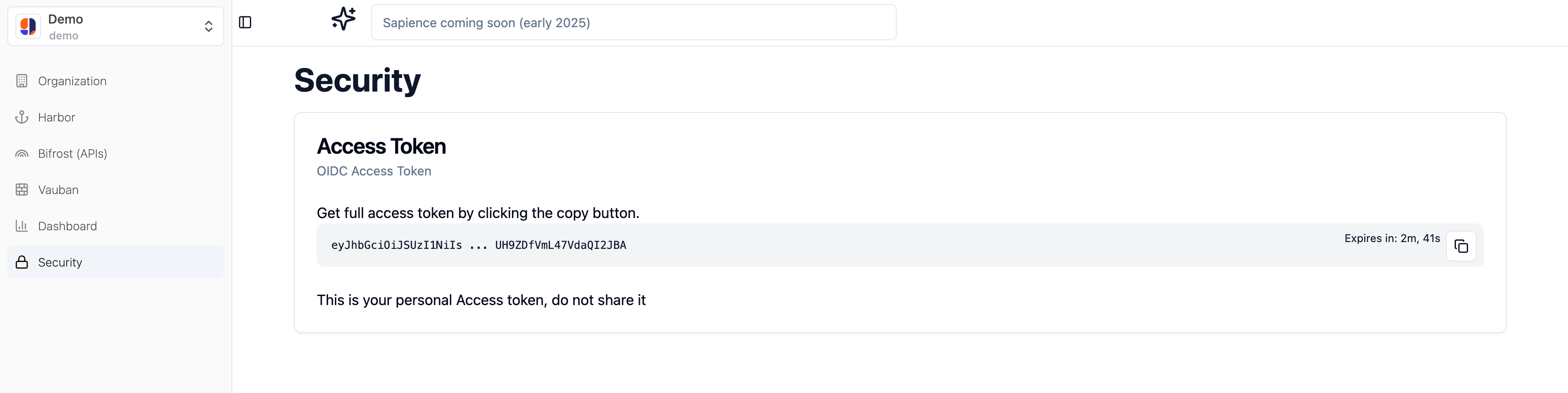 The hyperfluid security page.